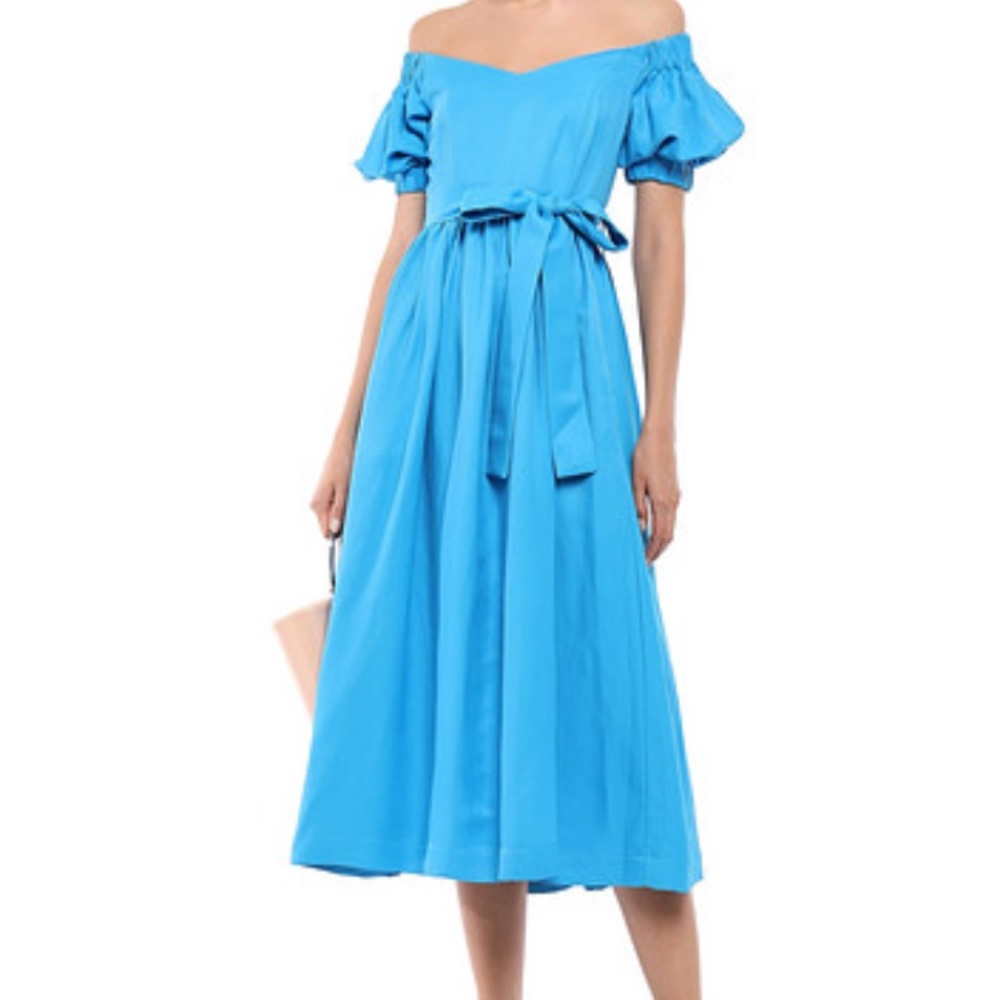 NWT Off-the-shoulder twill midi dress